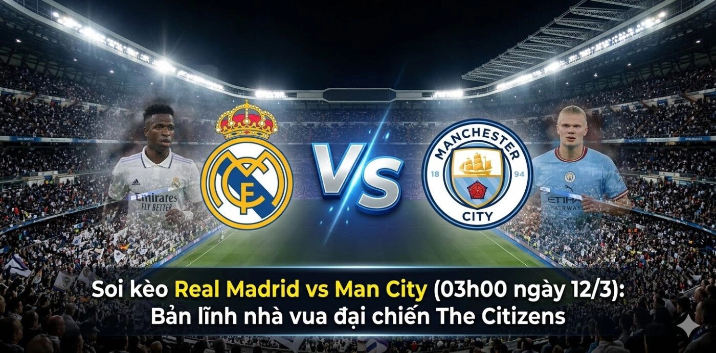 Soi kèo Real Madrid vs Man City (03h00 ngày 12/3)
